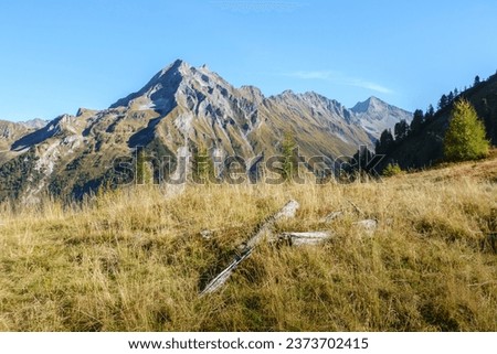 Autumnal view of a mountain peak in the Zillertal