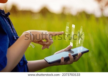 Girl farming with smart technology
