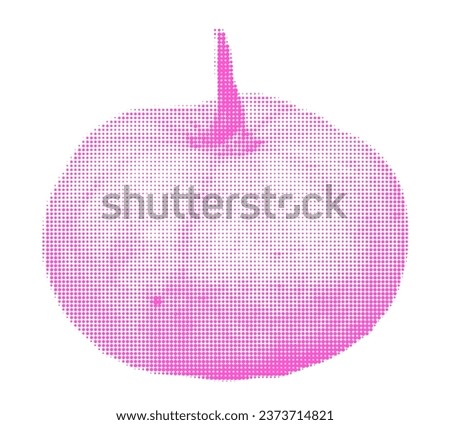 Pink pumpkin halftone collage element. Trendy Halloween grunge sticker, modern retro cutout shape, dotted Thanksgiving day symbol. Vector illustration isolated on transparent background