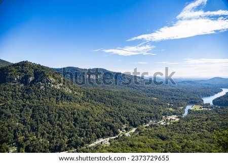 Stunning Expansive Blue Ridge Mountains Aerial View from Chimney Rock Nation Park 