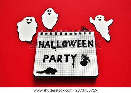 halloween party background - ghosts on the red background 