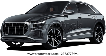 Realistic Vector Black Car SUV Isolated, 3d perspective with transparency gradients Royalty-Free Stock Photo #2373773991