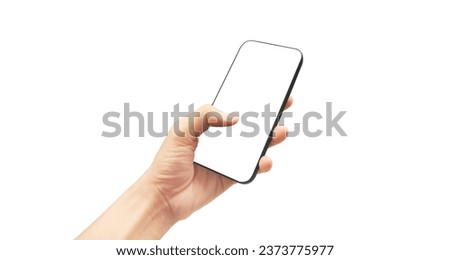 Hand holding smartphone device and touching screen in hand