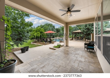 Dallas, texas - September 9th 2023: a home patio  Royalty-Free Stock Photo #2373777363