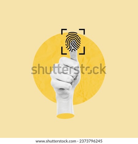 Fingerprint, Security with fingerprint, future technology, finger scanning, allows access to security, identification, big Data, banks and computers with fingerprint security, Technology, Identity Royalty-Free Stock Photo #2373796245