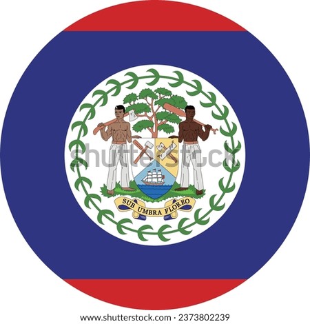 Flag of Belize. Button flag icon. Standard color. Circle icon flag. Computer illustration. Digital illustration. Vector illustration. Royalty-Free Stock Photo #2373802239