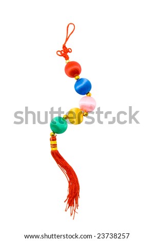 Colorful Chinese lucky knot isolated on white,means bless fortune, good luck and peace
