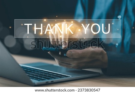 message thank you on a display screen. concept of thank you business, congratulations, and appreciation gratitude. presentation from technology digital in phone Royalty-Free Stock Photo #2373830547