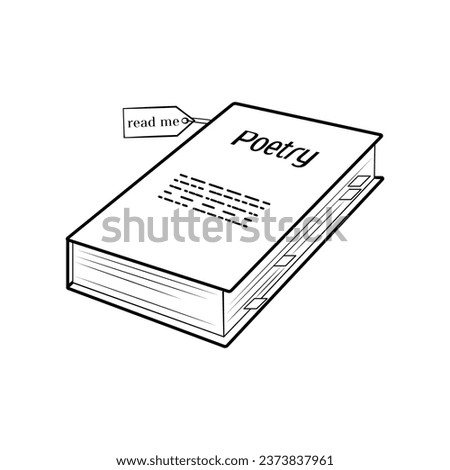 Flat Line design graphic image concept of closed book icon with the label "read me"on a white background.