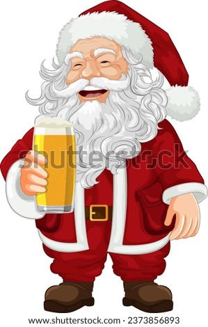 Cheerful Santa Claus with a pint of beer and a surprised look