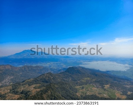 beautiful view from the top of Mount Telomoyo with clear blue skies