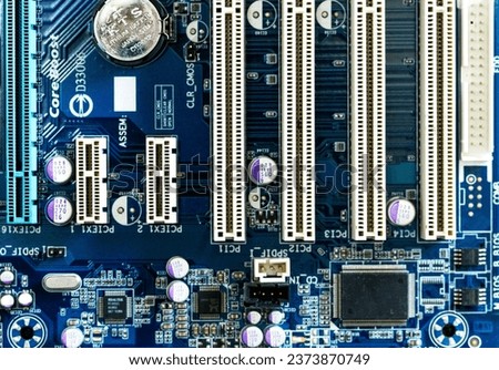 Elements of computer boards in close-up