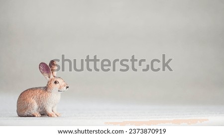 Rabbit animal action figure on blurred white background