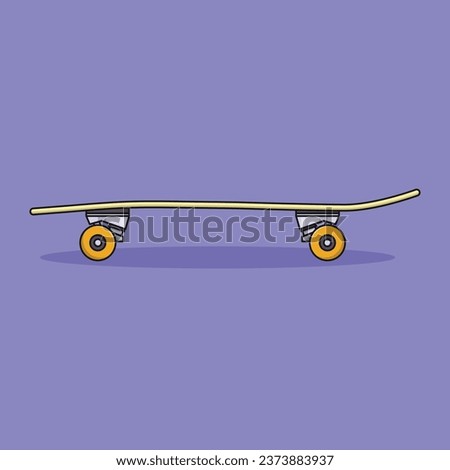 Skateboard Vector Icon Illustration with Outline for Design Element, Clip Art, Web, Landing page, Sticker, Banner. Flat Cartoon Style
