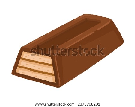 Chocolate coated wafer hand drawn cartoon style isolated on a white background