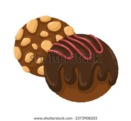 Chocolate balls hand drawn cartoon style isolated on a white background