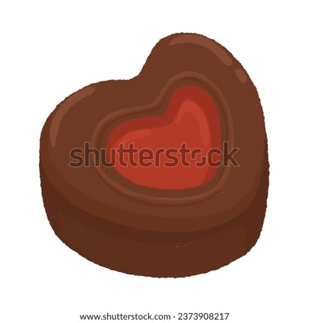 Chocolate with strawberry jam hand drawn cartoon style isolated on a white background
