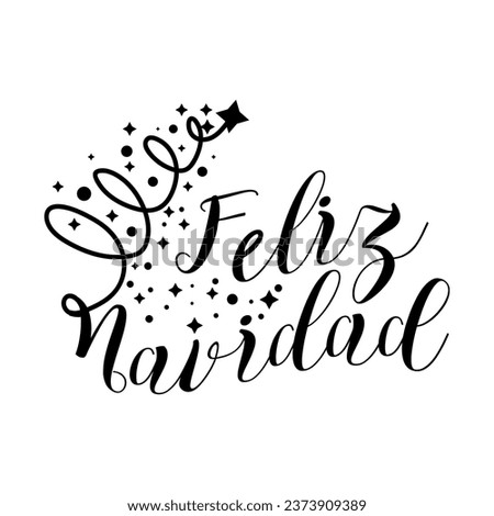 Text FELIZ NAVIDAD (Spanish for Merry Christmas) on white backgr