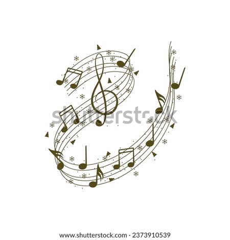 Notes for Christmas music on white background