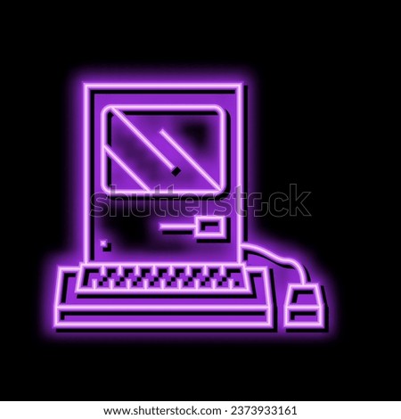 computer pc retro gadget neon light sign vector. computer pc retro gadget illustration