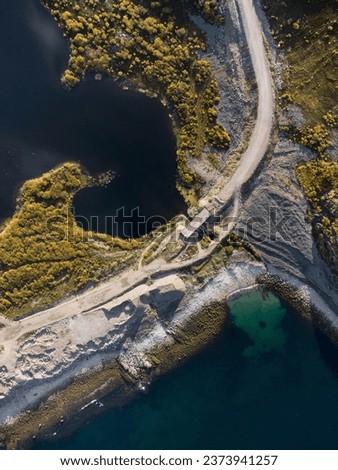 The road by the ocean, across the lagoon, bridge, drone photo