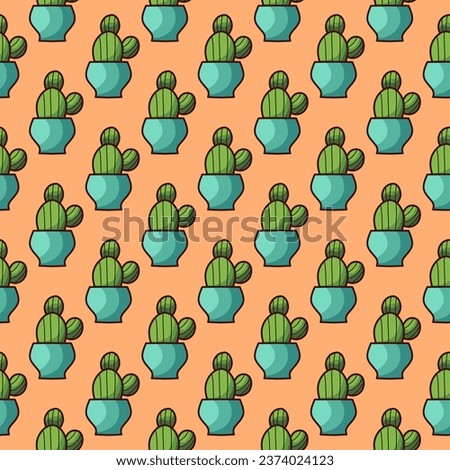 Cactus seamless pattern design, Vector illustration, Suitable for wallpaper, texture and pattern on gift wrap.