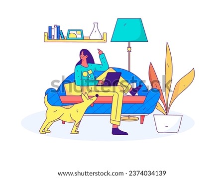 Home indoor character scene flat vector concept operation hand drawn illustration