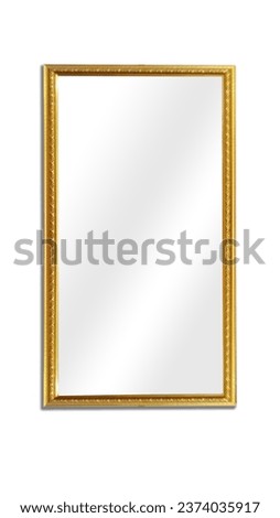 Gold mirror isolated white background