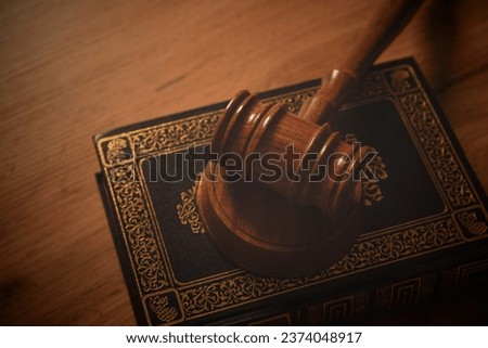 Wooden gavel, hammer, law and justice concept