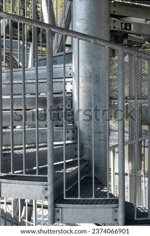 Spiral metal stairs on the lookout tower