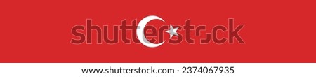 The flag of Turkey. Flag icon. A long banner. Standard color. Standard size. Computer illustration. Digital illustration. Vector illustration.