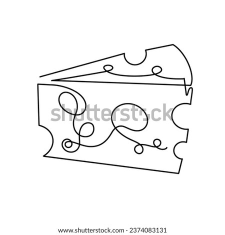Vector continuous one line cheese illustration