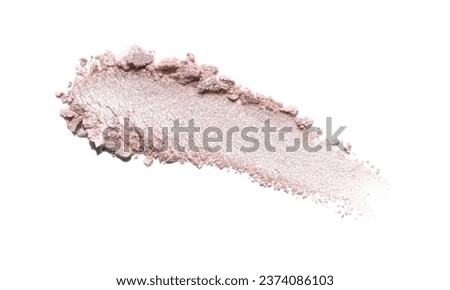 White beige eye shadow texture swipe isolated on white background. Cosmetic product brush swatch