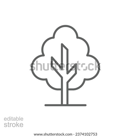 Tree icon. Simple outline style. Single tree, leaf, forest, nature concept. Thin line symbol. Vector illustration isolated. Editable stroke.