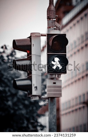 Traffic light in Lübeck in cinematic style
