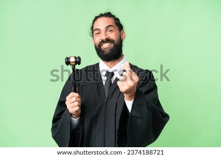 Judge caucasian man over isolated chroma key background making money gesture