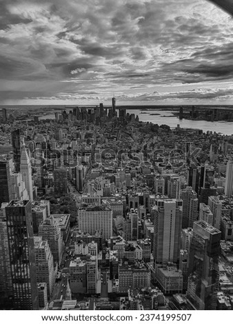 Panoramic view of New York, black and white
