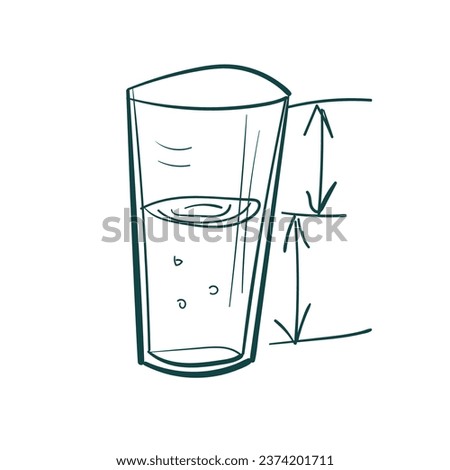 half glass water vector sketch simple doodle hand drawn line illustration isolated abstract sign symbol clip art