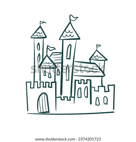 castle vector sketch simple doodle hand drawn line illustration isolated abstract sign symbol clip art