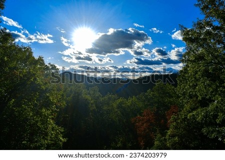 Great Smoky Mountains Beautiful Sunset in Bryson City, North Carolina  Royalty-Free Stock Photo #2374203979