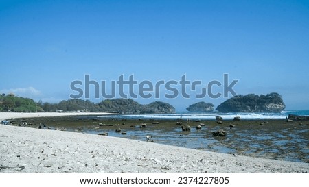 photo of coral rocks and white sand on a clean beach