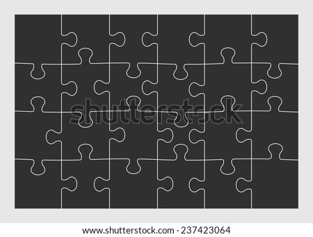 Set of twenty four puzzle pieces. Vector illustration, eps 8. Royalty-Free Stock Photo #237423064