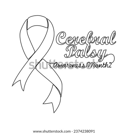 One continuous line drawing of Cerebral Palsy awareness month with white background. Cerebral Palsy awareness month design in simple linear style. Cerebral Palsy awareness month design concept vector.