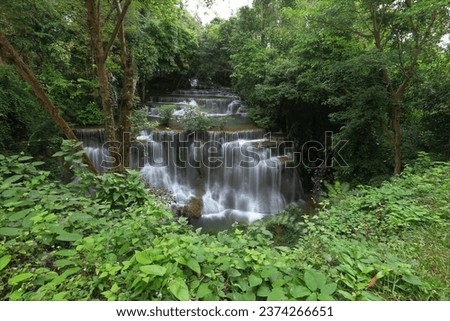 waterfall .Landscape of waterfall in deep rain forest of Kanchanaburi, Thailand