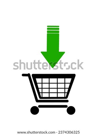 Illustration of online shopping, put to cart,add to cart. Cart and arrow.