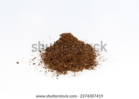 Cocopeat for potting soil mix on white isolated background Royalty-Free Stock Photo #2374307419