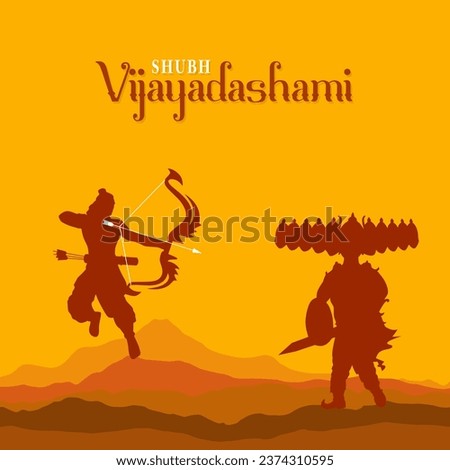 War of Lord Rama and Ravana shubh vijayadashami , Navratri and Durga Puja festival of India Royalty-Free Stock Photo #2374310595