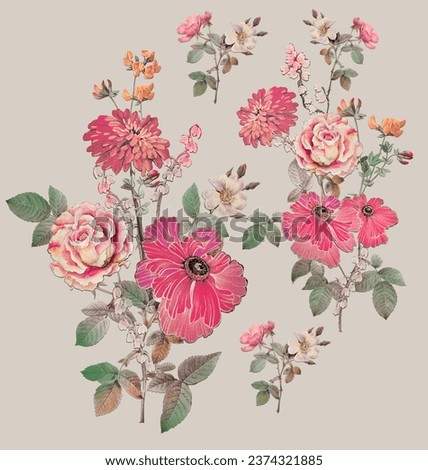 Beautiful Floral Bunch For Wallpapers And Digital Textile Prints