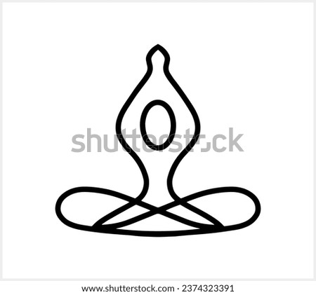 Lotus position icon isolated. Yoga woman. Padmasana sketch. Vector stock illustration. EPS 10