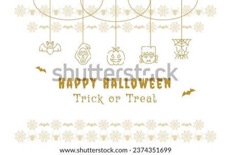 Happy Halloween Greeting Card Background with Ornament Element Vector Line Illustration